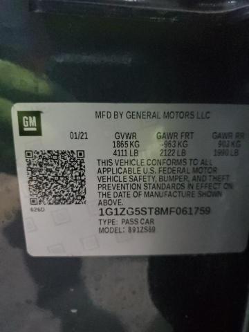 Продажа на аукционе авто 2021 Chevrolet Malibu, vin: 1G1ZG5ST8MF061759, номер лота: 90600205