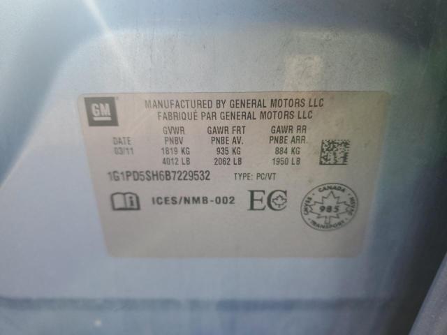 89627635 :رقم المزاد ، 1G1PD5SH6B7229532 vin ، 2011 Chevrolet Cruze مزاد بيع