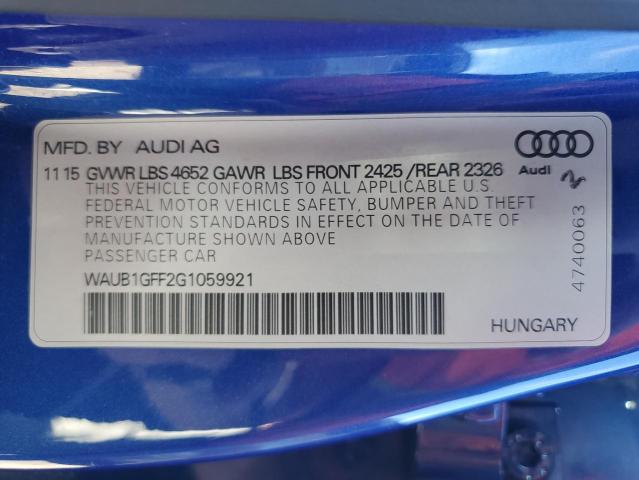Aukcja sprzedaży 2016 Audi S3, vin: WAUB1GFF2G1059921, numer aukcji: 86498295