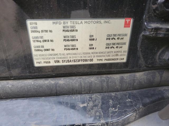 2015 Tesla Model S მანქანა იყიდება აუქციონზე, vin: 5YJSA1S23FF096100, აუქციონის ნომერი: 90326875