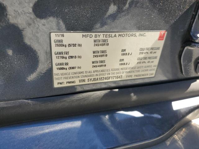 83820285 :رقم المزاد ، 5YJSA1E24GF171643 vin ، 2016 Tesla Model S مزاد بيع