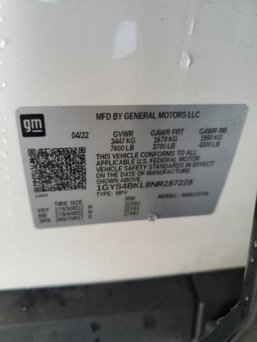 87372045 :رقم المزاد ، 1GYS4BKL8NR287228 vin ، 2022 Cadillac Escalade مزاد بيع