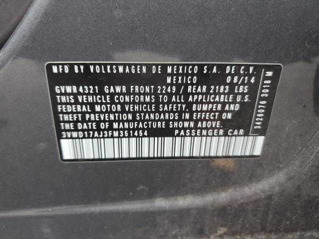82367965 :رقم المزاد ، 3VWD17AJ3FM351454 vin ، 2015 Volkswagen Jetta مزاد بيع