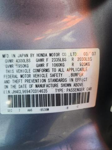 84988765 :رقم المزاد ، JH4CL96947C014635 vin ، 2007 Acura Tsx مزاد بيع
