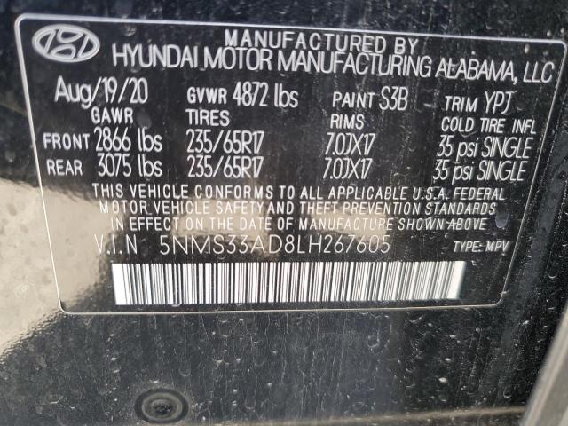 Aukcja sprzedaży 2020 Hyundai Santa Fe Sel, vin: 5NMS33AD8LH267605, numer aukcji: 85146875