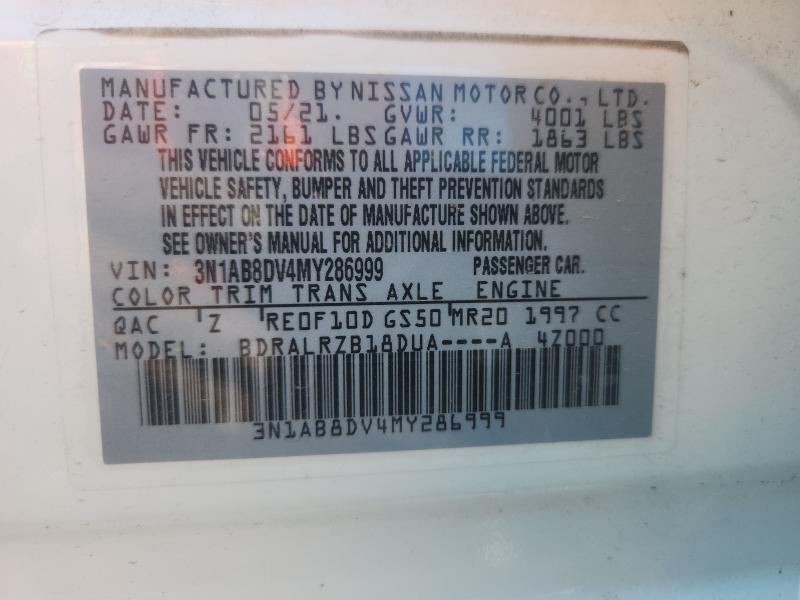 Продажа на аукционе авто 2021 Nissan Sentra Sr, vin: 3N1AB8DV4MY286999, номер лота: 86705615