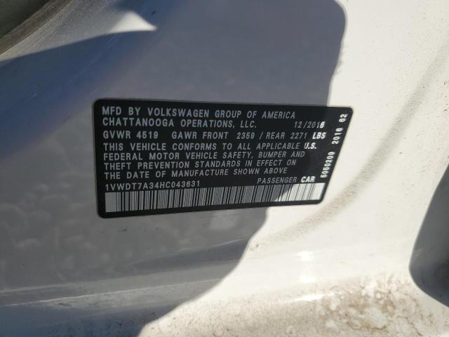 Aukcja sprzedaży 2017 Volkswagen Passat, vin: 1VWDT7A34HC043631, numer aukcji: 85827095