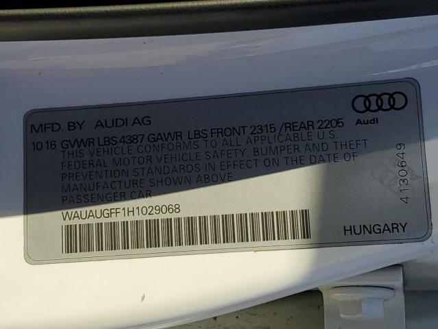 Aukcja sprzedaży 2017 Audi A3, vin: WAUAUGFF1H1029068, numer aukcji: 82739465
