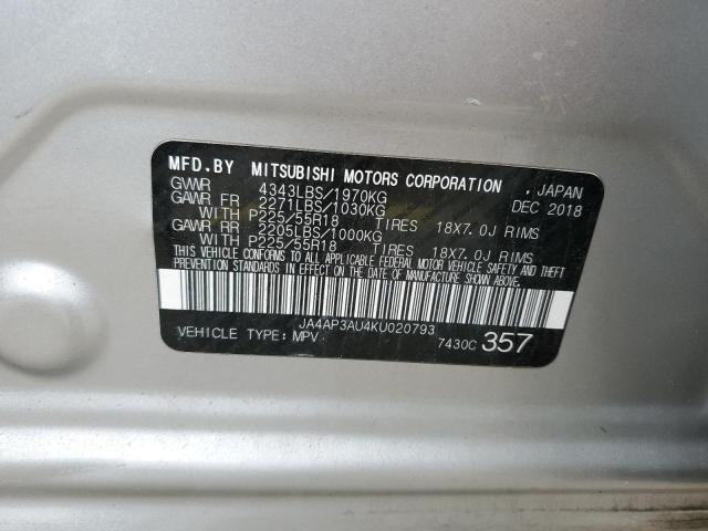 Продаж на аукціоні авто 2019 Mitsubishi Outlander Sport, vin: JA4AP3AU4KU020793, номер лоту: 90228925