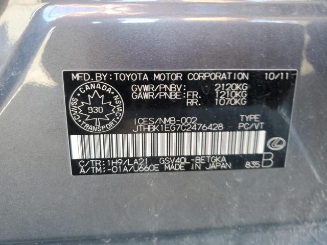 Aukcja sprzedaży 2012 Lexus Es, vin: JTHBK1EG7C2476428, numer aukcji: 86498225