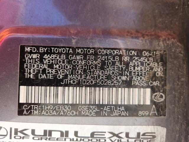Продаж на аукціоні авто 2015 Lexus Is, vin: JTHCF1D20F5028257, номер лоту: 82691955