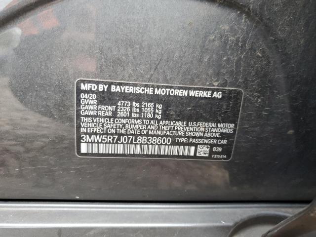 Продаж на аукціоні авто 2020 Bmw 330xi, vin: 3MW5R7J07L8B38600, номер лоту: 82541765