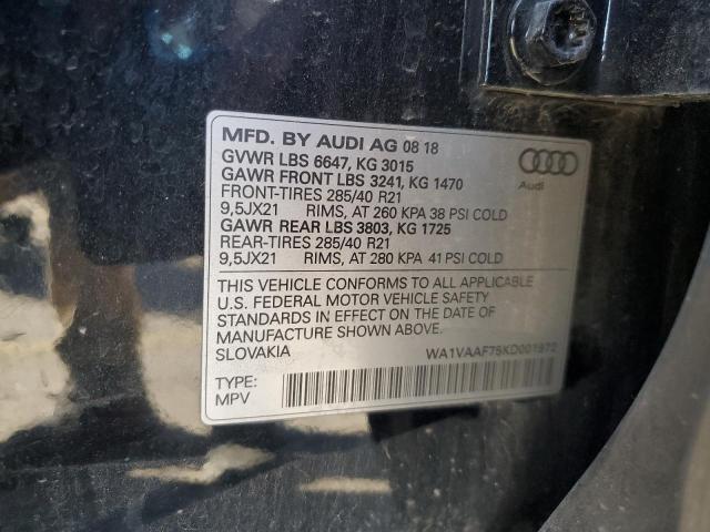 Продаж на аукціоні авто 2019 Audi Q7, vin: WA1VAAF75KD001972, номер лоту: 82650125