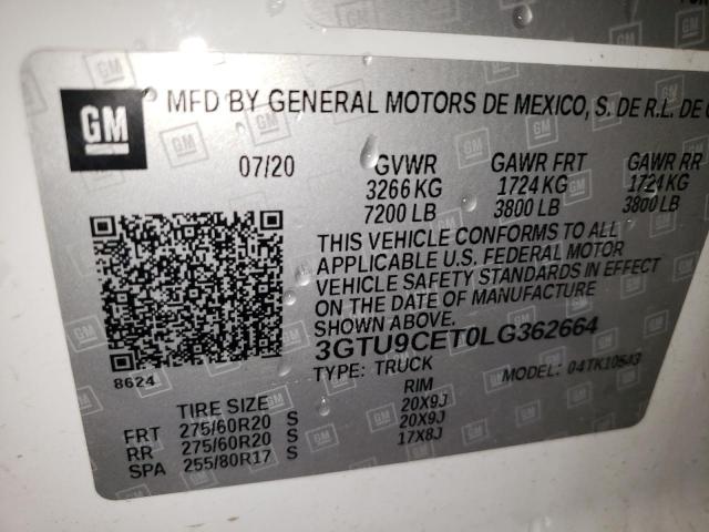 Продаж на аукціоні авто 2020 Gmc Sierra, vin: 3GTU9CET0LG362664, номер лоту: 90086095