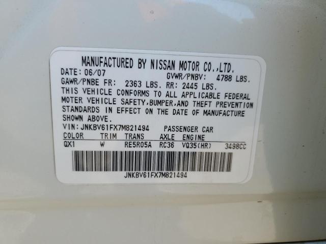 Aukcja sprzedaży 2007 Infiniti G35, vin: JNKBV61FX7M821494, numer aukcji: 85851005