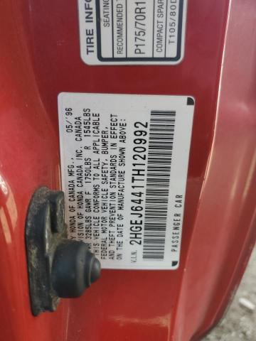 85407105 :رقم المزاد ، 2HGEJ6441TH120992 vin ، 1996 Honda Civic Dx مزاد بيع
