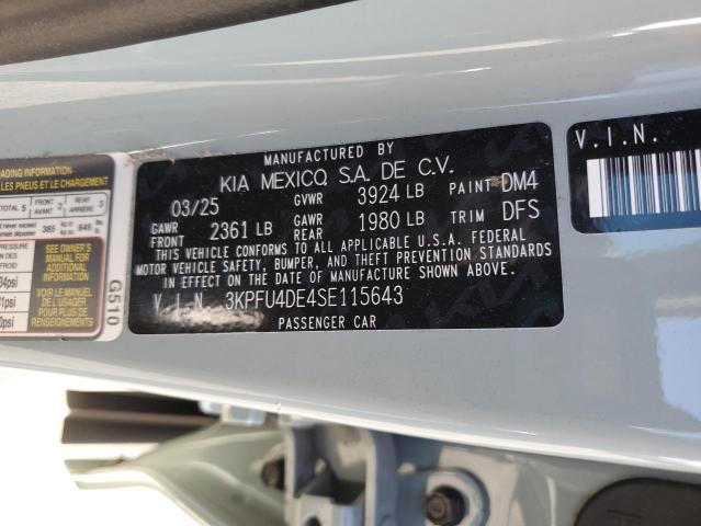2025 Kia K4 მანქანა იყიდება აუქციონზე, vin: 3KPFU4DE4SE115643, აუქციონის ნომერი: 90987255