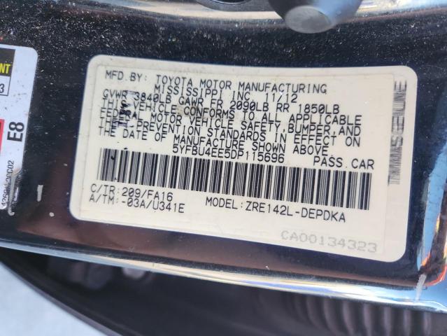 Aukcja sprzedaży 2013 Toyota Corolla, vin: 5YFBU4EE5DP115696, numer aukcji: 86520435