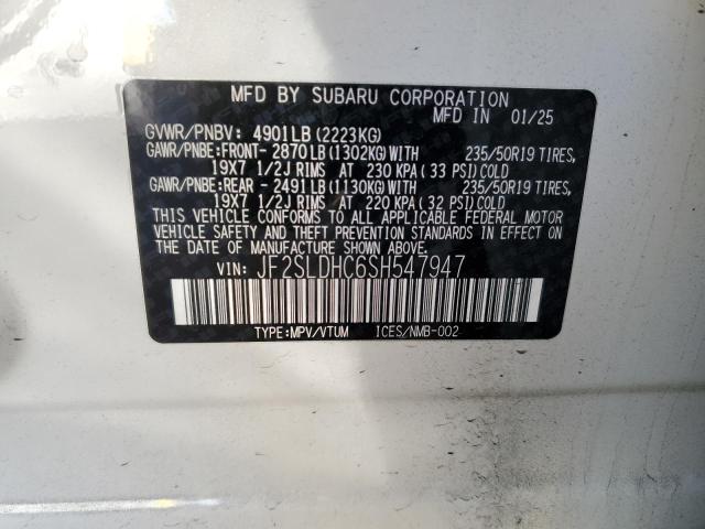 2025 Subaru Forester მანქანა იყიდება აუქციონზე, vin: JF2SLDHC6SH547947, აუქციონის ნომერი: 87434695