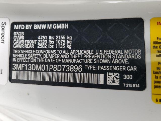 Aukcja sprzedaży 2023 Bmw M2, vin: 3MF13DM01P8D73896, numer aukcji: 86312095