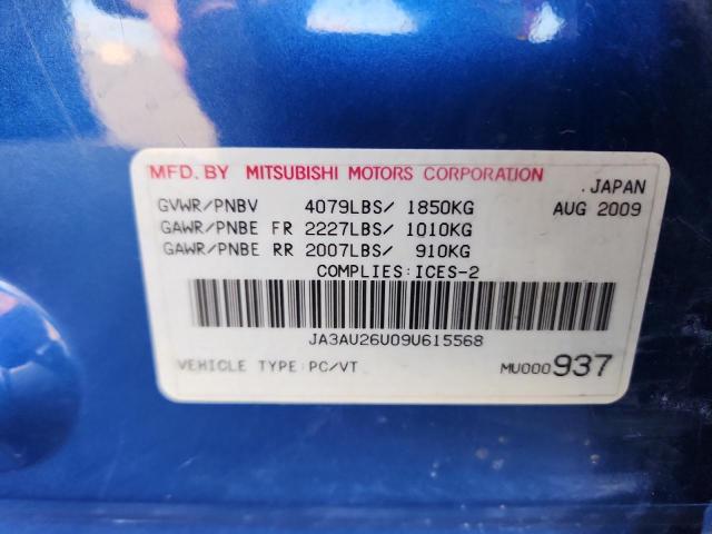90787035 :رقم المزاد ، JA3AU26U09U615568 vin ، 2009 Mitsubishi Lancer مزاد بيع
