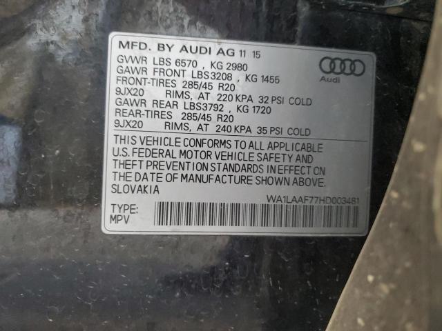 87247435 :رقم المزاد ، WA1LAAF77HD003481 vin ، 2017 Audi Q7 مزاد بيع