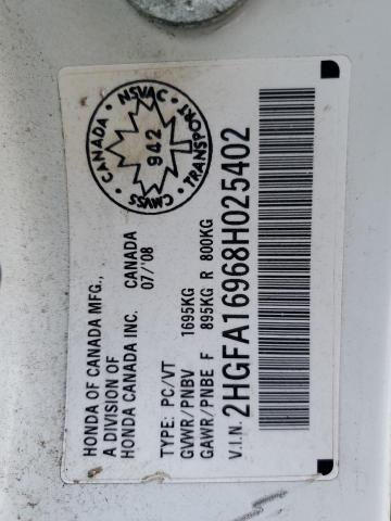 Продаж на аукціоні авто 2008 Honda Civic Exl, vin: 2HGFA16968H025402, номер лоту: 85096535