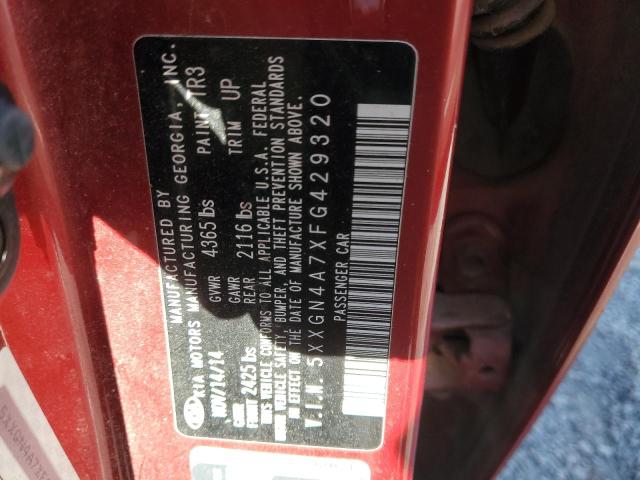 86867495 :رقم المزاد ، 5XXGN4A7XFG429320 vin ، 2015 Kia Optima Ex مزاد بيع