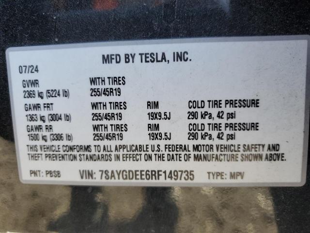 Aukcja sprzedaży 2024 Tesla Model Y, vin: 7SAYGDEE6RF149735, numer aukcji: 85710545