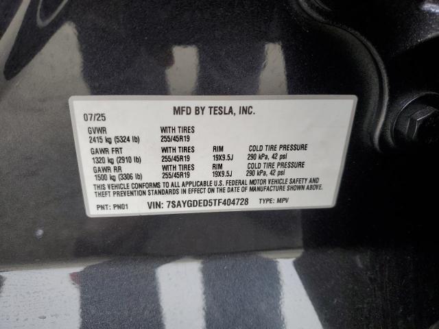 Aukcja sprzedaży 2026 Tesla Model Y, vin: 7SAYGDED5TF404728, numer aukcji: 87310995