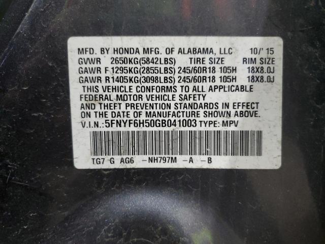 Продаж на аукціоні авто 2016 Honda Pilot, vin: 5FNYF6H50GB041003, номер лоту: 87373575