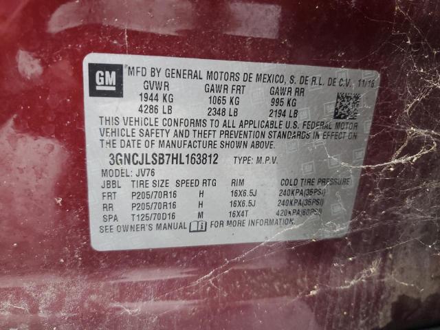 Aukcja sprzedaży 2017 Chevrolet Trax, vin: 3GNCJLSB7HL163812, numer aukcji: 90632615