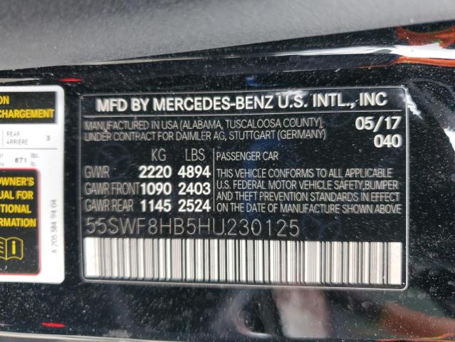 90074145 :رقم المزاد ، 55SWF8HB5HU230125 vin ، 2017 Mercedes-benz C مزاد بيع