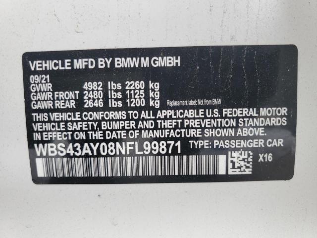 Продаж на аукціоні авто 2022 Bmw M3 Competition, vin: WBS43AY08NFL99871, номер лоту: 81962295