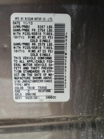 85907535 :رقم المزاد ، JN8AZ1MW5EW510402 vin ، 2014 Nissan Murano مزاد بيع