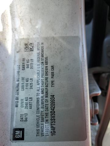 2013 Buick Verano მანქანა იყიდება აუქციონზე, vin: 1G4PT5SV3D4209934, აუქციონის ნომერი: 84045545