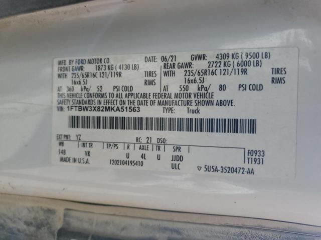 Aukcja sprzedaży 2021 Ford Transit, vin: 1FTBW3X82MKA51563, numer aukcji: 82697765