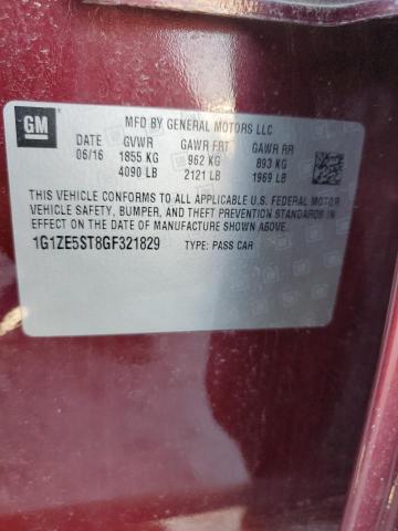86859515 :رقم المزاد ، 1G1ZE5ST8GF321829 vin ، 2016 Chevrolet Malibu Lt مزاد بيع