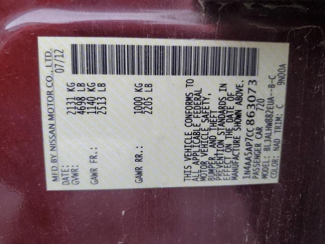 Aukcja sprzedaży 2012 Nissan Maxima S, vin: 1N4AA5AP7CC863073, numer aukcji: 85960945