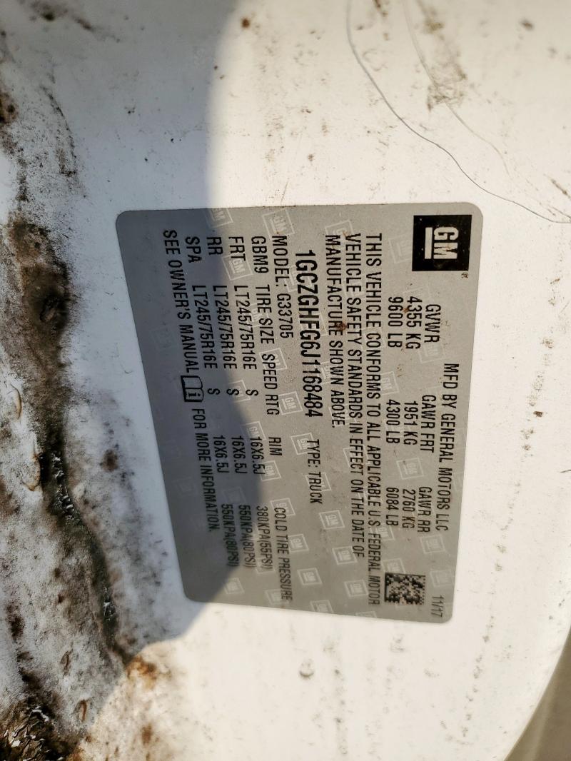 2018 Chevrolet Express მანქანა იყიდება აუქციონზე, vin: 1GCZGHFG6J1168484, აუქციონის ნომერი: 84300445