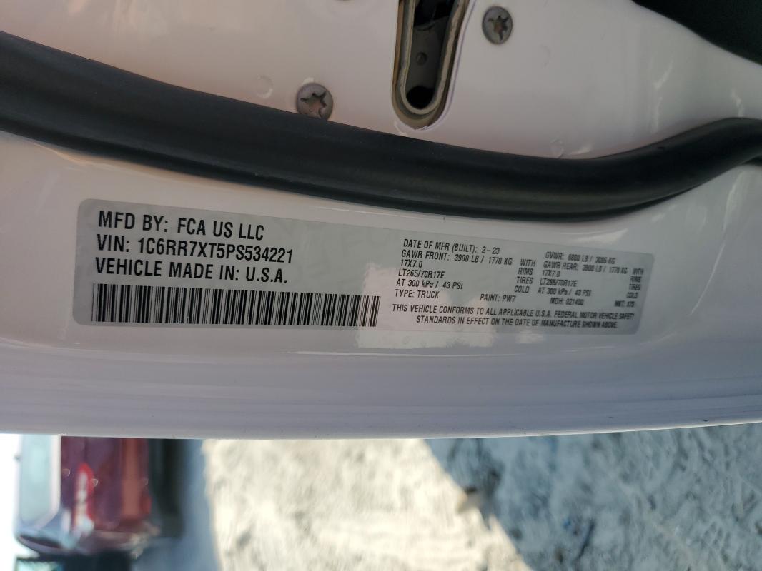89660255 :رقم المزاد ، 1C6RR7XT5PS534221 vin ، 2023 Ram 1500 Class مزاد بيع