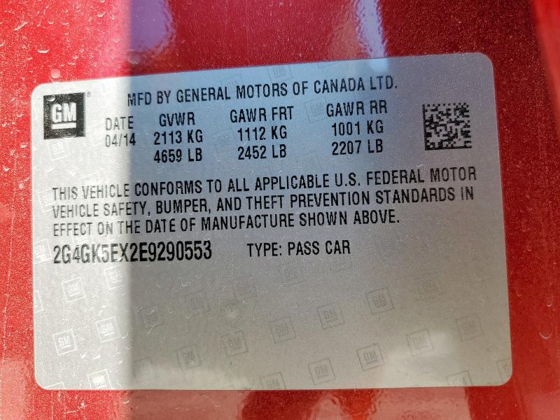 Продажа на аукционе авто 2014 Buick Regal, vin: 2G4GK5EX2E9290553, номер лота: 85724675