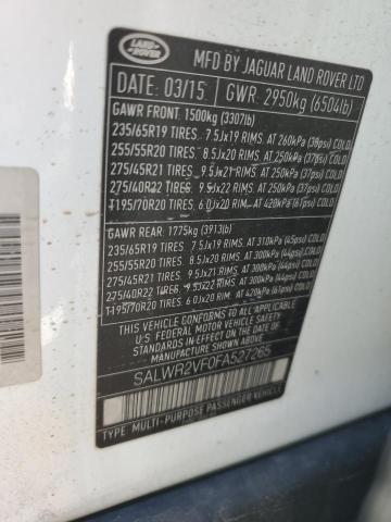 Aukcja sprzedaży 2015 Land Rover Range Rove, vin: SALWR2VF0FA527265, numer aukcji: 86652965
