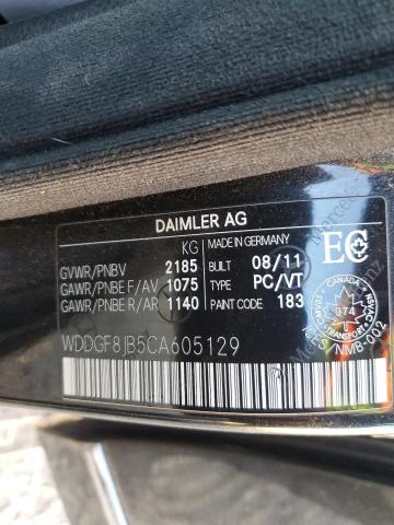 89461995 :رقم المزاد ، WDDGF8JB5CA605129 vin ، 2012 Mercedes-benz C مزاد بيع