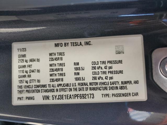 Продаж на аукціоні авто 2023 Tesla Model 3, vin: 5YJ3E1EA1PF692173, номер лоту: 89722845