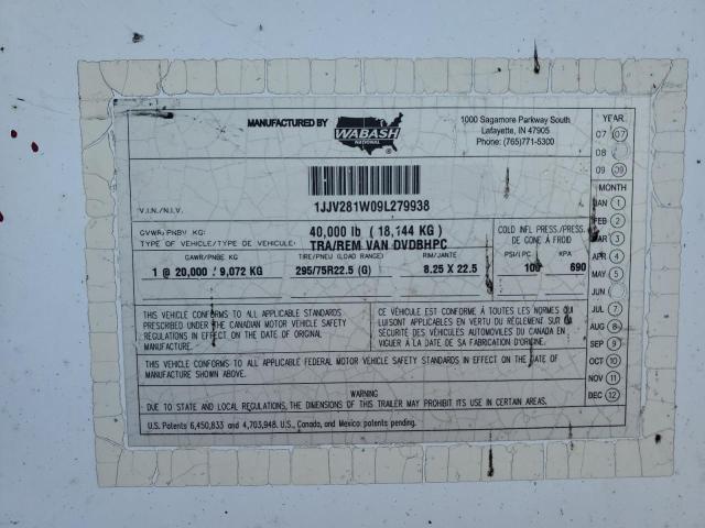 Aukcja sprzedaży 2009 Waba Dry Van Trailer, vin: 1JJV281W09L279938, numer aukcji: 89741105