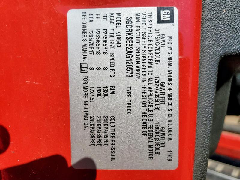 84779295 :رقم المزاد ، 3GCRKSE32AG120573 vin ، 2010 Chevrolet Silverado K1500 Lt مزاد بيع