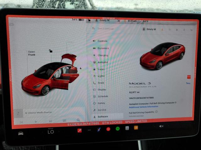 84894905 :رقم المزاد ، 5YJ3E1EA3KF417865 vin ، 2019 Tesla Model 3 مزاد بيع