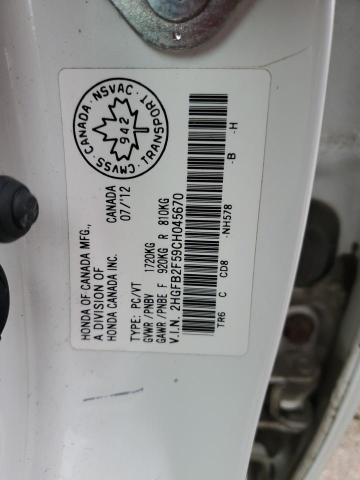 Aukcja sprzedaży 2012 Honda Civic, vin: 2HGFB2F59CH045670, numer aukcji: 85089695
