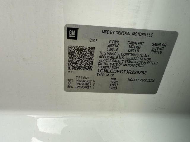 Продаж на аукціоні авто 2018 Chevrolet Tahoe Poli, vin: 1GNLCDEC7JR229262, номер лоту: 90997285